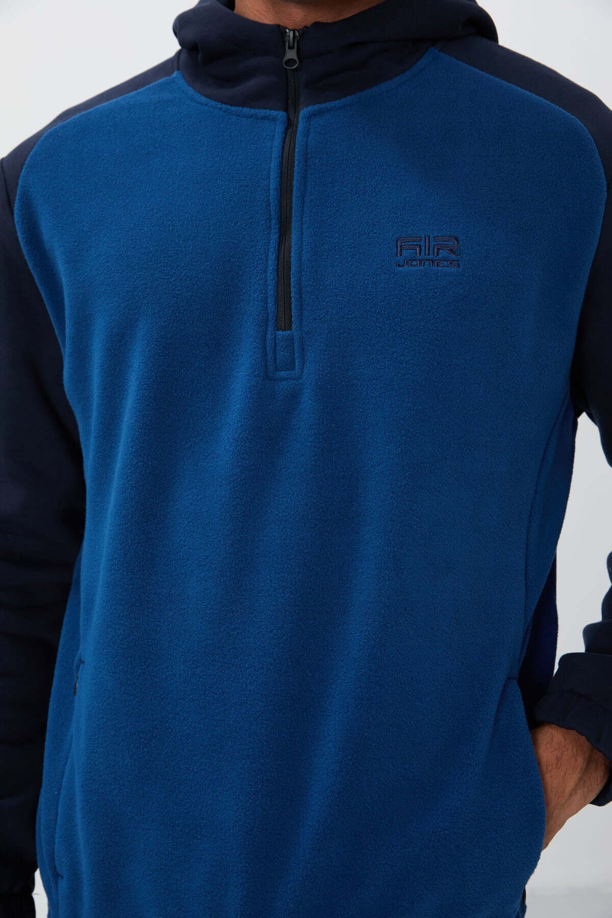 Ruby Parliament Polar Sweatshirt for Men – Half-Zip Hooded, Standard Fit, Embroidered Design | Air Jones