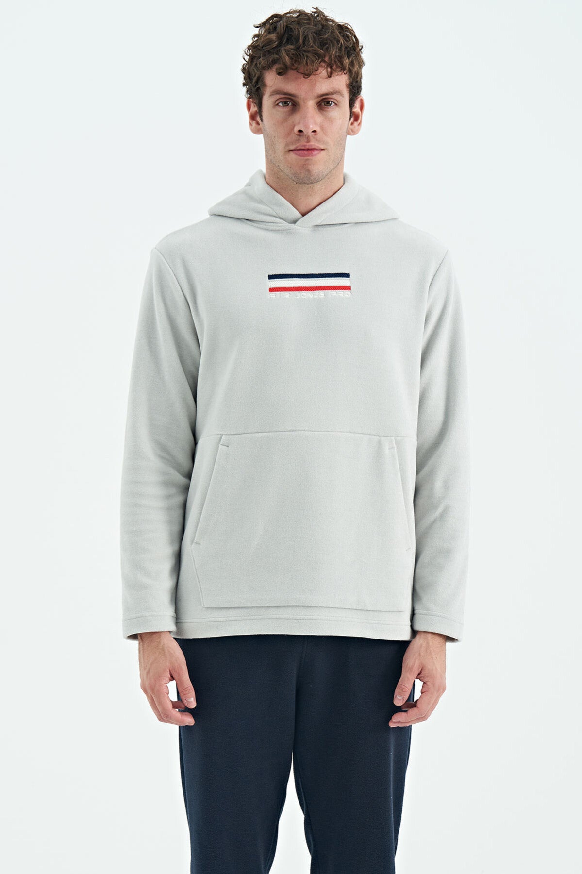 Hern Stone Polar Sweatshirt for Men – Relaxed Fit, Embroidered Design, Kangaroo Pocket, Polar Fabric | Air Jones