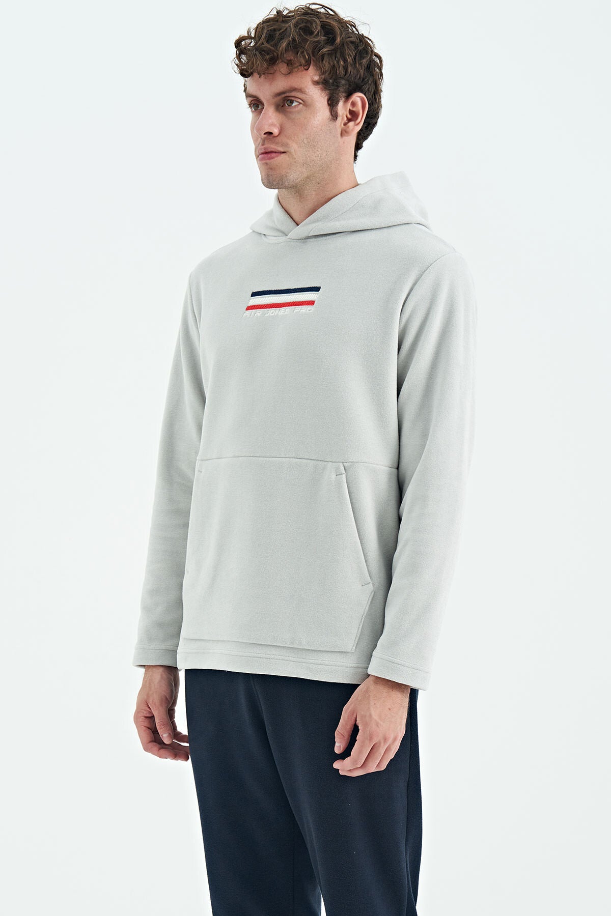 Hern Stone Polar Sweatshirt for Men – Relaxed Fit, Embroidered Design, Kangaroo Pocket, Polar Fabric | Air Jones