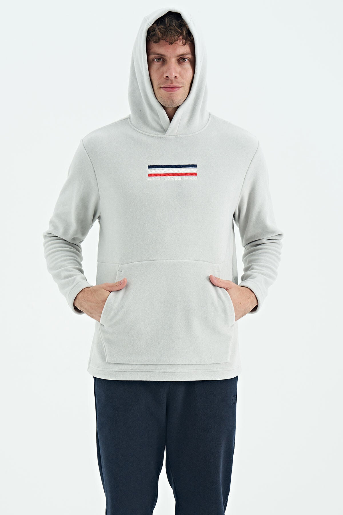 Hern Stone Polar Sweatshirt for Men – Relaxed Fit, Embroidered Design, Kangaroo Pocket, Polar Fabric | Air Jones