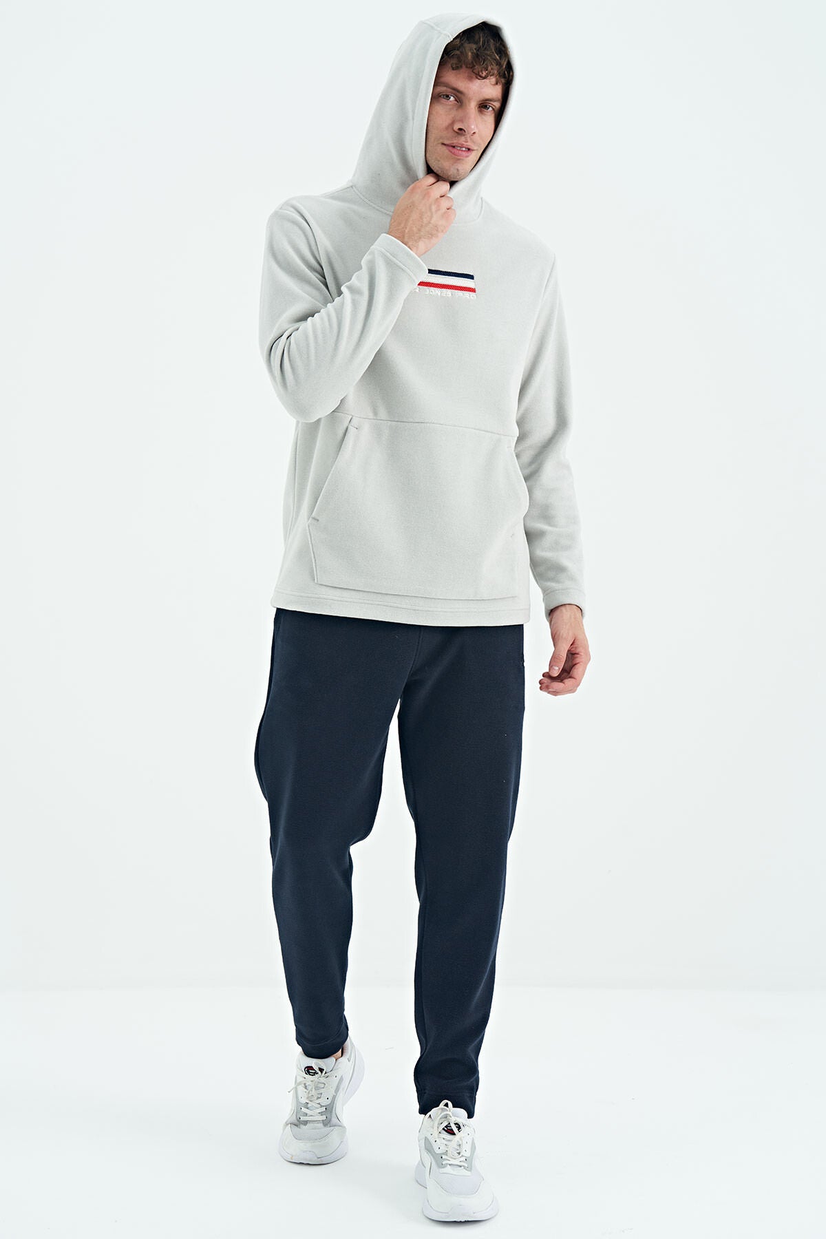 Hern Stone Polar Sweatshirt for Men – Relaxed Fit, Embroidered Design, Kangaroo Pocket, Polar Fabric | Air Jones